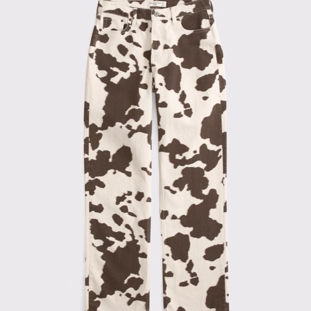 Abercrombie, 28R Cow Print Pants. NWT Low Rise Baggy Jean